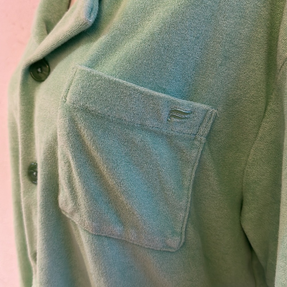 Fabletics Island Terry Boxy Button Up Lime Green … - image 5